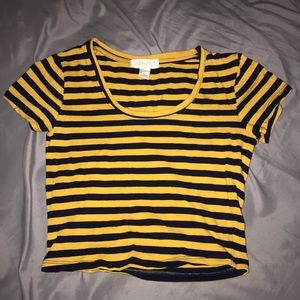 Navy and Gold Crop Tee